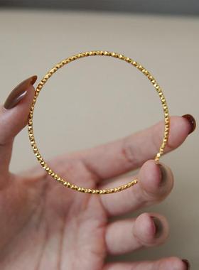 不掉色!极细碎银子18K金手镯女轻奢高级感小众设计钛钢百搭镯子