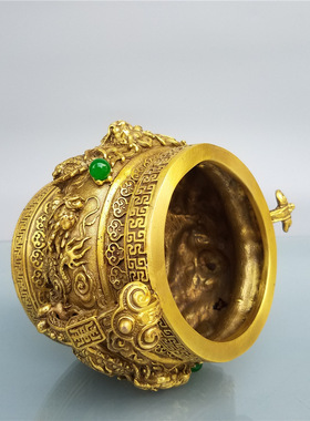 黄铜九龙香炉摆件如意耳炉家居供佛供奉观音炉线香烧香熏香炉