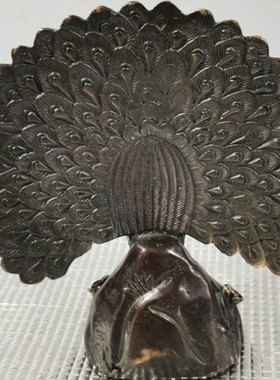 复古鎏金孔雀开屏摆件铜孔雀摆件家居装饰精美铜器工艺品装饰