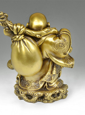 黄铜弥勒佛摆件特大号站袋佛大肚笑佛工艺品佛像家居装饰摆设