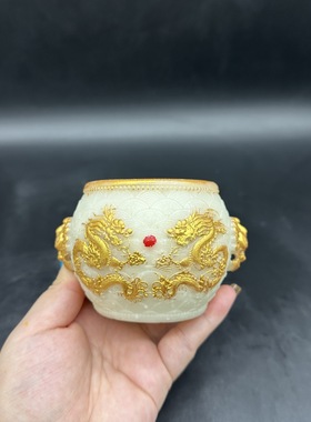 树脂八卦办公室开业新款夜光双龙戏珠碗家居摆件玄关客厅摆件