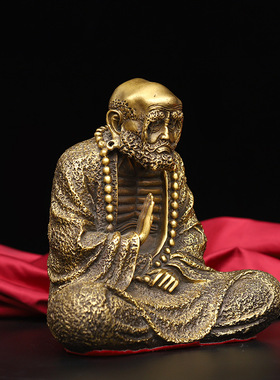 黄铜达摩摆件沉思禅意祖师佛像供奉家居客厅装饰工艺品中式摆设