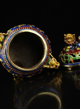 古玩铜器收藏 铜镶嵌景泰蓝 十二生肖熏香炉家居装饰创意礼品