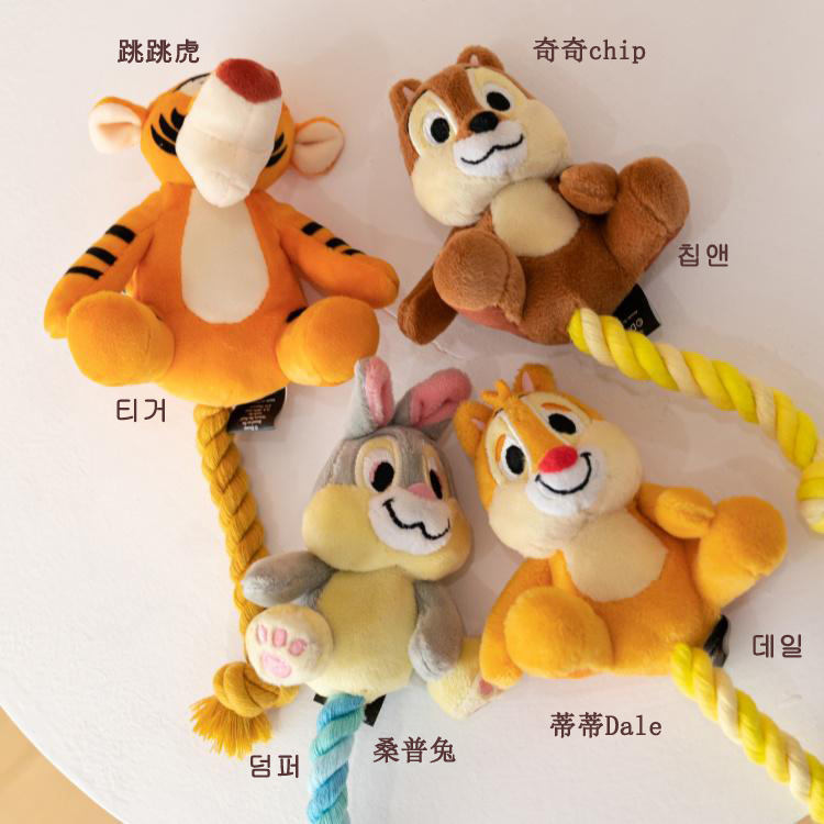 部分现货~韩国进口Dan迪士尼宠物米奇米妮唐老鸭维尼熊绳结玩具 - 图0