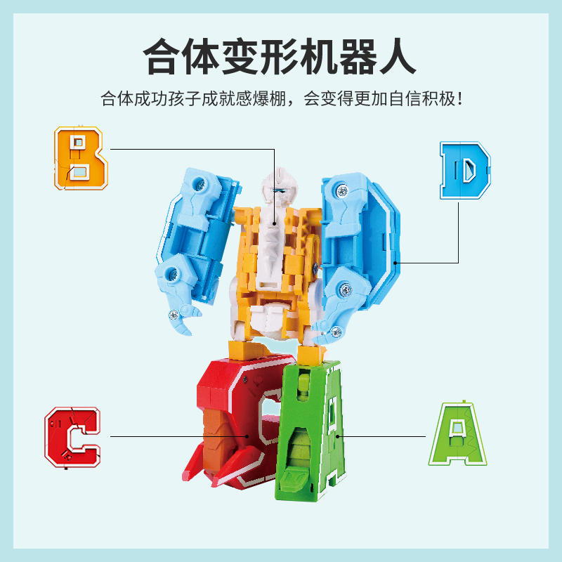 字母变形玩具儿童益智拼装数字机器人合体百变金刚恐龙机甲男孩26 - 图2