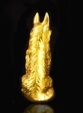 纯铜狼狗仿真旺财生肖狗摆件黄铜