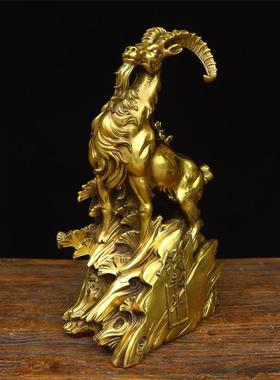 纯铜三羊开泰吉祥羊摆件黄铜