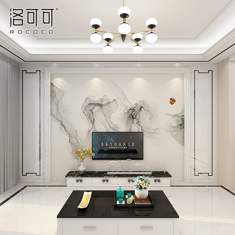 3D8D中式电视背景墙壁纸客厅壁画水墨壁布简约沙发墙卧室浮雕墙布_虎窝淘