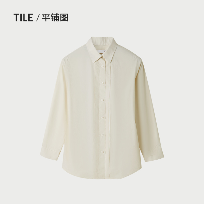 【纯棉】HLA/海澜之家宽松长袖通勤衬衫秋季新款休闲衬衣外套女装 - 图3