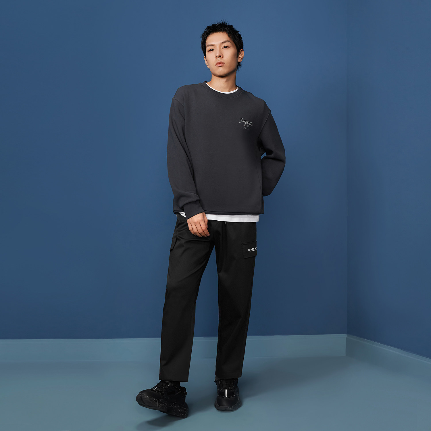 黑鲸HLAJEANS潮牌宽松直筒休闲裤男多口袋工装裤男