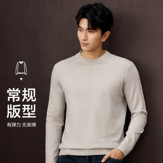 Hailan Home Business Black Pure Wool Sweater Men