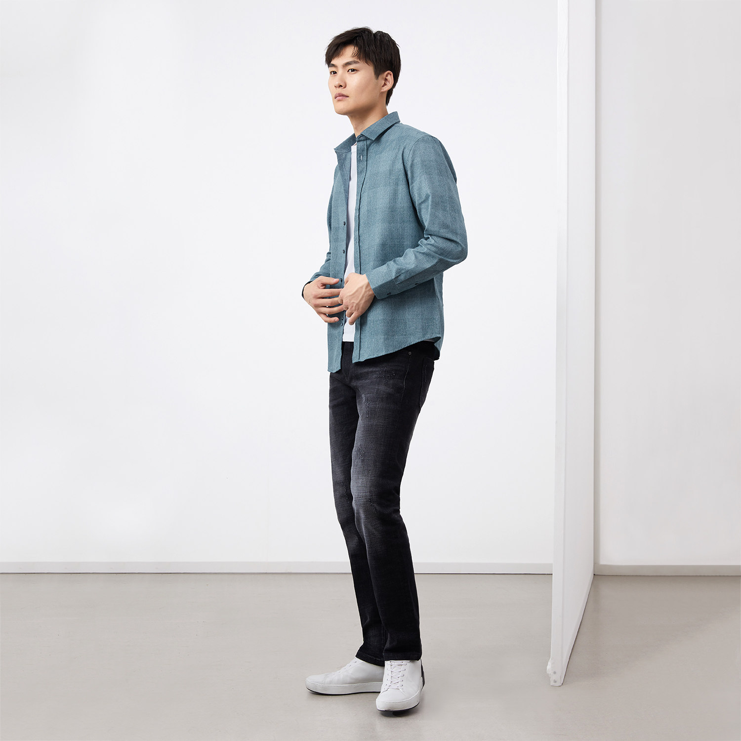 hla /海澜之家男士时尚格纹休闲 海澜之家衬衫