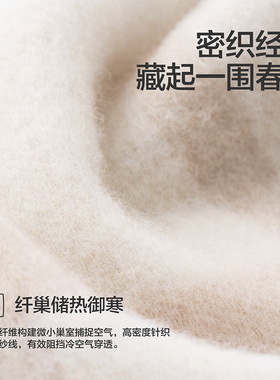 HLA/海澜之家女款羊毛围巾秋冬保暖舒适围脖生日礼物送女友礼盒装