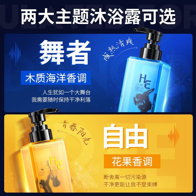 HE赫恩化妆品旗舰店赫恩男士香水沐浴露乳液香体持久留香古龙香氛后背去痘除螨虫专用1