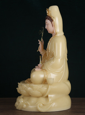 宝莲华玉石高端佛像水浪装饰摆件