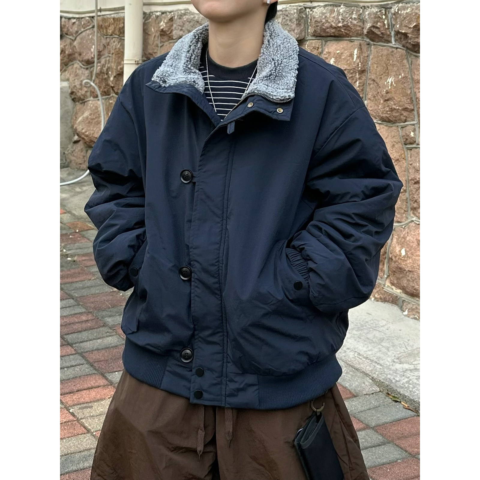 XBRO日系复古冬季bf短款羊羔绒保暖加厚棉服男女立领棉衣工装棉袄,淘宝优惠券,粉丝福利购,淘宝优惠卷