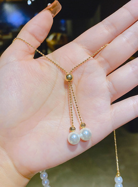 韩国新款简约爱心珍珠项链女可爱个性钛钢网红气质时尚项饰锁骨链