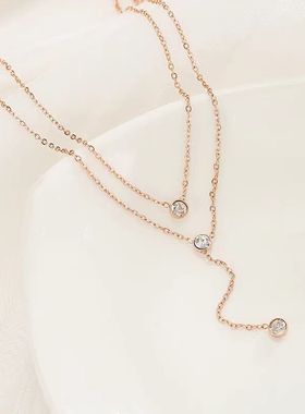 韩国ins潮网红时尚简约项链气质百搭锁骨链潮双层链流苏个性饰品