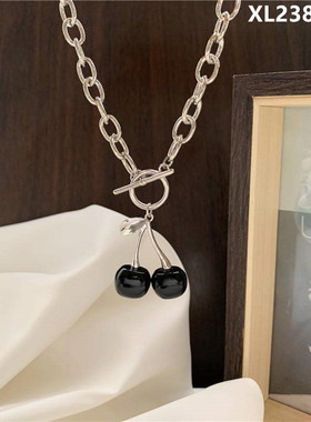 钛钢黑色酷帅风百搭ins锁骨链