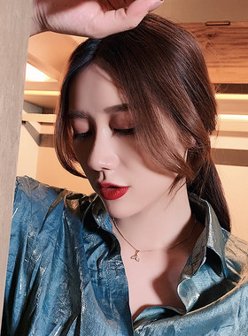 真金保色鱼尾银饰韩版锁骨链