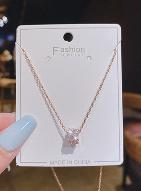 【真金电镀】转运珠吊坠项链女网红小蛮腰锁骨链ins彩金颈链脖链