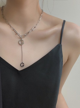 钛钢冷淡风小众设计感毛衣链潮流