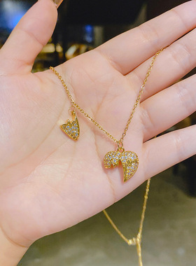 【真金电镀】微镶气质玫项链女锁骨链2021网红新品好搭饰品女