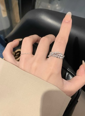 真金高级感锆石麻花戒指小众轻奢
