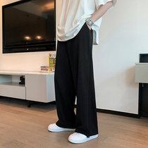 Summer thin section Ice Silk Little Western pants Mens casual Straight drum Sensation Harun Loose Korean Version Tide Tug Suit Pants