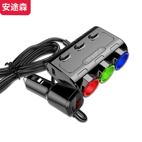 汽车点烟器多功能一拖三用插头汽车充插座一拖二带usb车载充电器 - 图3