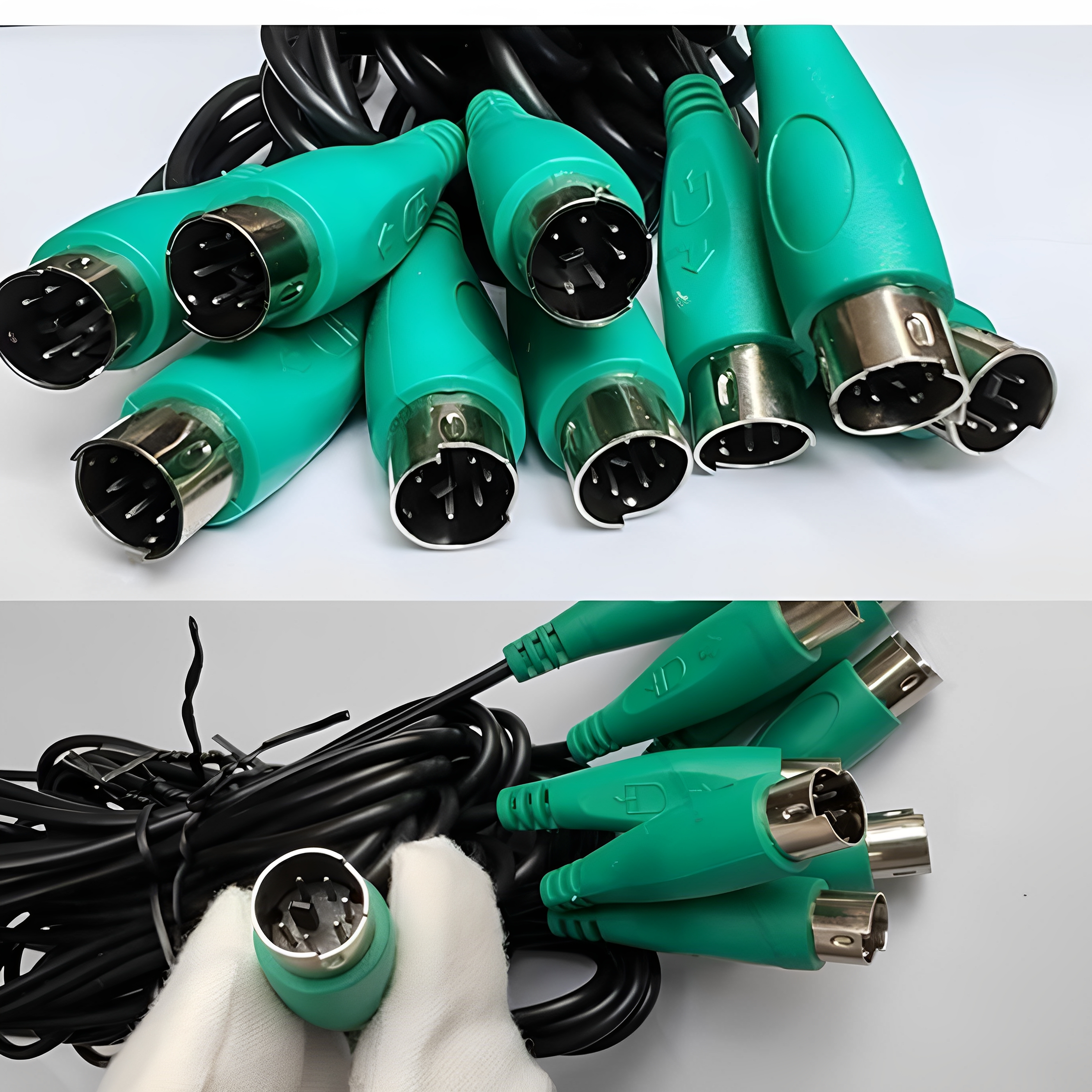 绿头PS2鼠标键盘线全铜线4芯6针线长1.5米 绿色OD2.8MM电脑配件 - 图1