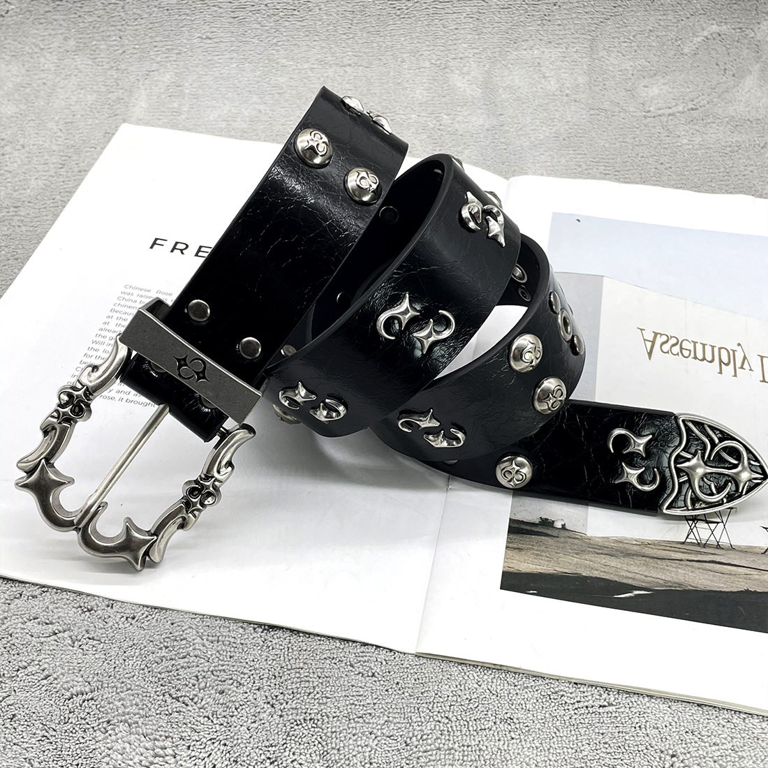 铆钉CH针扣金属皮带男女小众原创设计感复古百搭个性配饰嘻哈腰带,淘宝优惠券,粉丝福利购,淘宝优惠卷