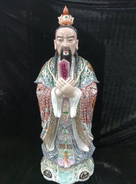 四海龙王仿古重工粉彩景德镇手工陶瓷雕塑摆件供奉道观高度78厘米