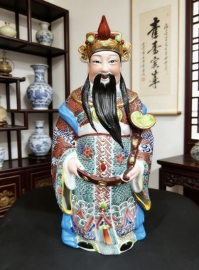 福禄寿陶瓷三星手工艺家居会所装饰客厅办公开业摆件乔迁礼品22cm