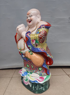 居家雕塑陶瓷器布袋弥勒佛像人物恭喜笑佛门厅电视柜招财摆件64cm