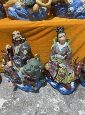 雕塑陶瓷八仙神像摆件吕洞宾佛像人物工艺品家居装饰摆件供奉55cm