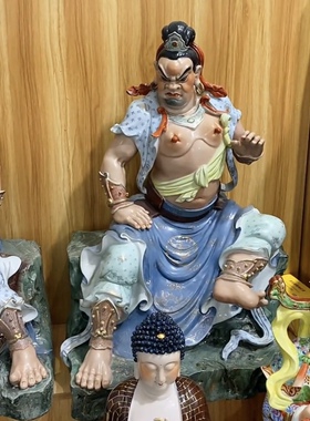 哼哈二将门神摆件仿古雕塑陶瓷金刚菩萨佛像家居装饰乔迁高档礼品