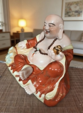 景德镇陶瓷器弥勒佛招财进宝家居桌面会所酒店摆件笑佛像摆件20cm