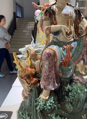 景德镇雕塑陶瓷观音佛像供奉家用观音像龙凤自在观世音菩萨摆件80