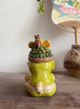 景德镇手工捏招财龙猫香插倒流香炉创意中式新茶宠龙年礼物茶道14