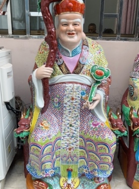 坐雕塑陶瓷器土地公土地婆神像福德正神财神土地爷土地奶公婆一米