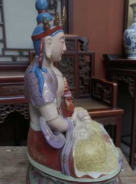 景德镇地藏王供奉摆件无量寿佛坐立地藏王陶瓷器人物雕塑摆件38cm