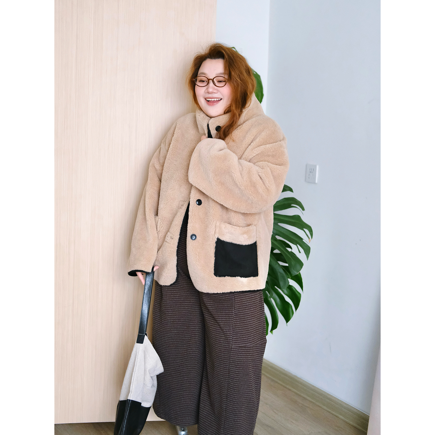 zooobaby11/24韩系简约复古立领拉链仿皮毛一体外套女显瘦上衣,淘宝优惠券,粉丝福利购,淘宝优惠卷