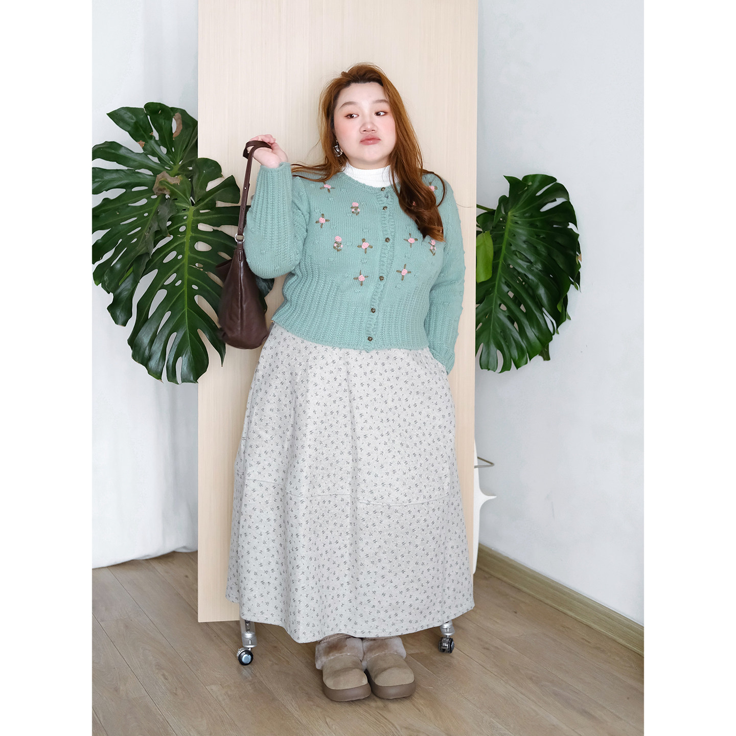 zooobaby12/08韩系简约立体花朵圆领针织开衫女显瘦收腰毛衣外套,淘宝优惠券,粉丝福利购,淘宝优惠卷