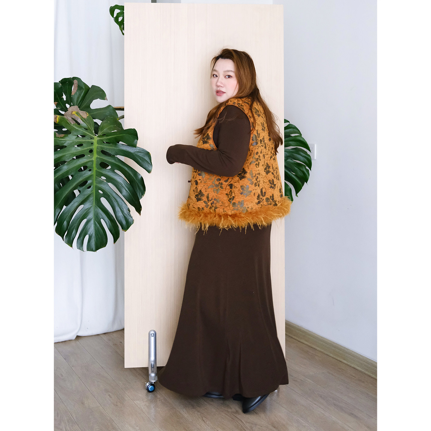 zooobaby12/24韩系简约圆领盘扣提花马甲女显瘦百搭毛边马夹外套,淘宝优惠券,粉丝福利购,淘宝优惠卷