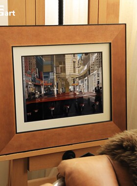 街窗里】木吉现代城市街景装饰画客厅卧室小方框挂画木质边框壁画