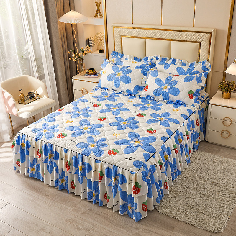 全棉韩式夹棉加厚床裙式床裙四件套公主床罩保护套1.5/1.8/2.0m米,淘宝优惠券,粉丝福利购,淘宝优惠卷