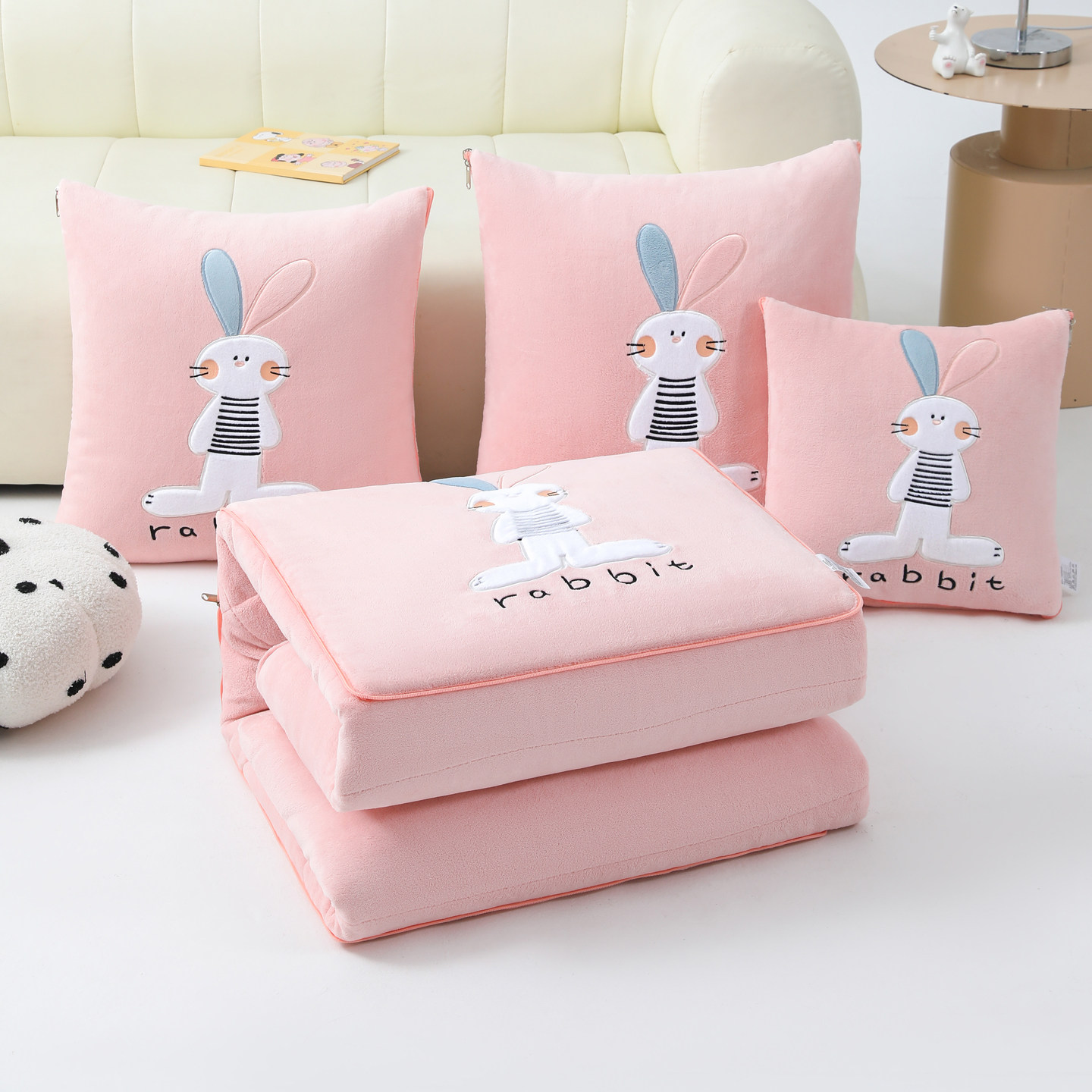 兔子抱枕被子两用汽车沙发盖毯加厚办公室枕头学生宿舍午休被可爱,淘宝优惠券,粉丝福利购,淘宝优惠卷