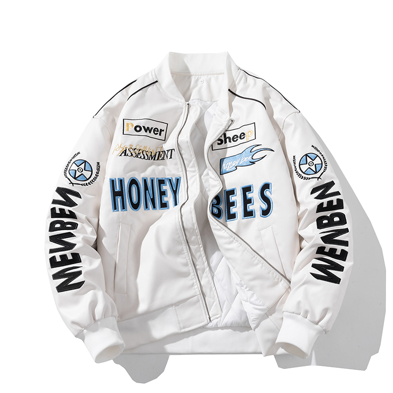 mYes牧野森美式夹克外套男女情侣春秋冬街头飞行员机车赛车服皮衣 - 图1