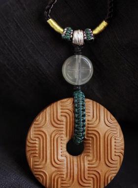 老山檀香 | 回纹平安扣 木质中国风挂脖项链女随身挂饰